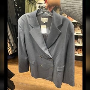 Nwt Loulou Studio Charcoal Double-Breasted Wool Blazer